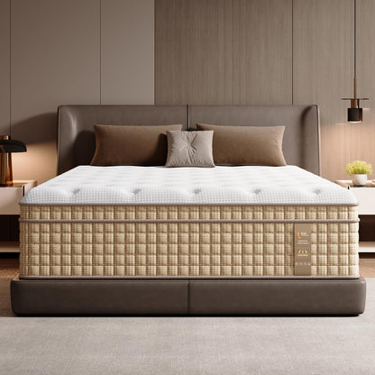 14 Inch Queen Mattress Hybrid Innerspring Mattress with Gel Memory Foam Fiberglass-Free Medium Plush CertiPUR-US Certified