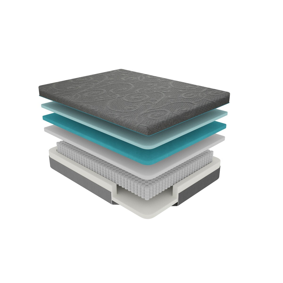 14-inch Queen Size Bed Mattress Gel-Infused Memory Foam Hybrid Mattress, Dark Gray, Mattress in a Box, Medium Firm Comfort