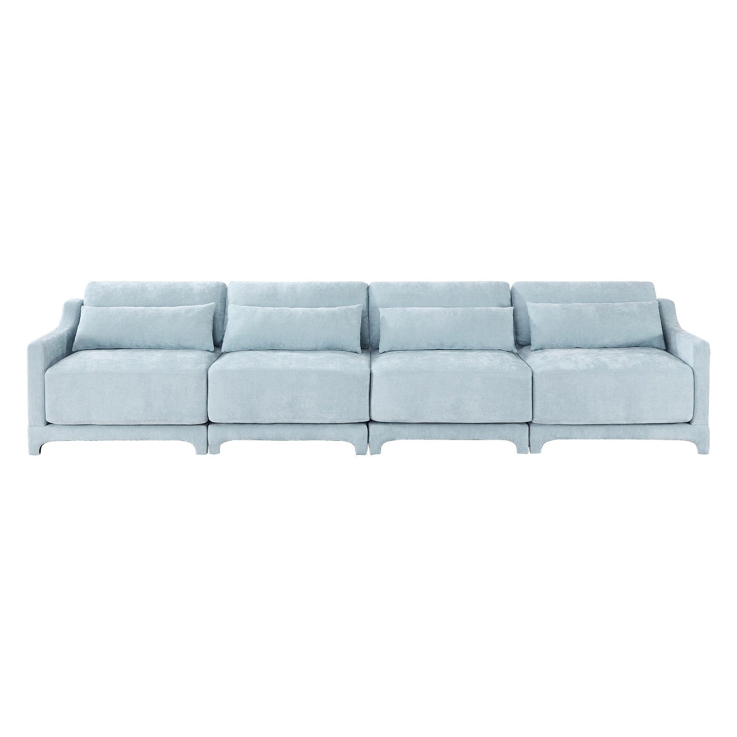 141.7 Chenille 6-Seater Sofa with ergonomic, wooden base,high - resilience sponge for Living Room
