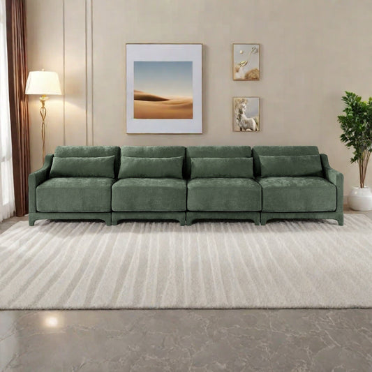 141.7 Chenille 6-Seater Sofa with ergonomic, wooden base,high - resilience sponge for Living Room