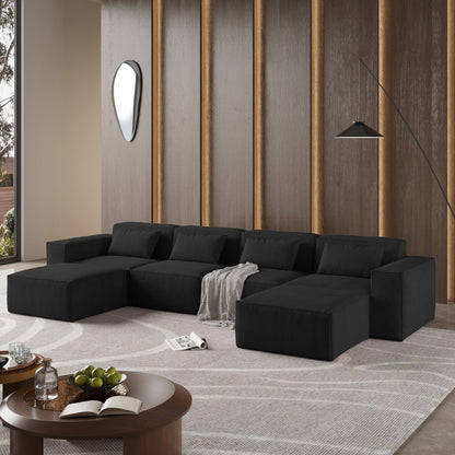 149 U Shaped Modular Sectional Sofa, 6-Seat Upholstered Sofa Couch, Free Combination