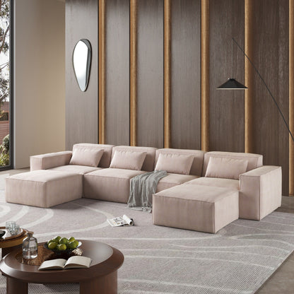 149 U Shaped Modular Sectional Sofa, 6-Seat Upholstered Sofa Couch, Free Combination