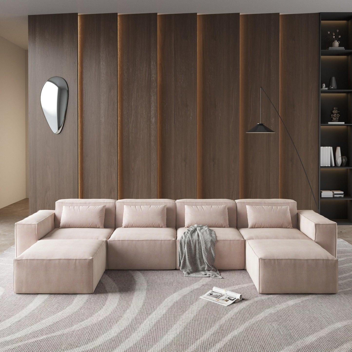 149 U Shaped Modular Sectional Sofa, 6-Seat Upholstered Sofa Couch, Free Combination