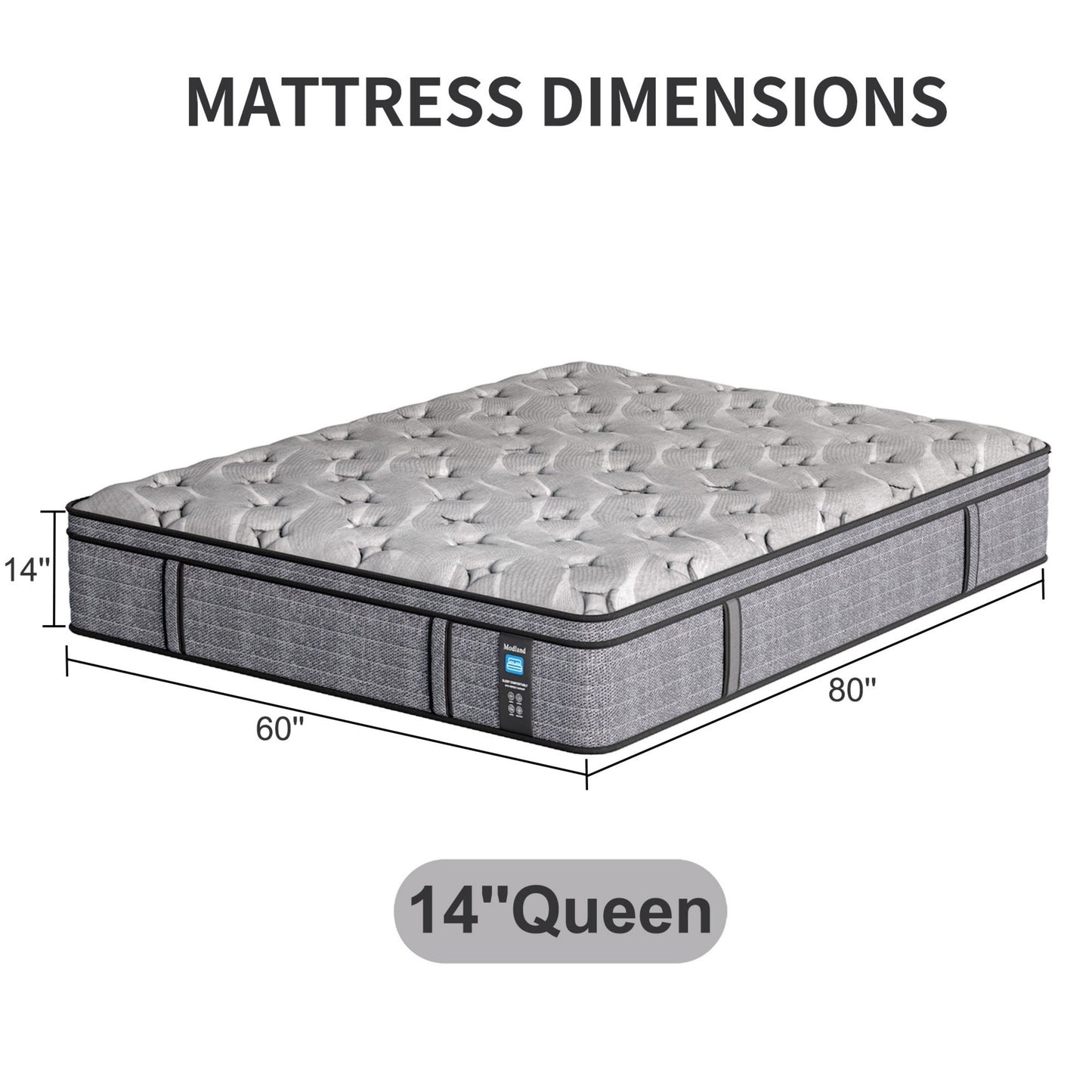 Modland 14'' Queen Hybrid Memory Foam Mattress in a Box - Pressure Relief & Motion Isolation, CertiPUR-US for Back Pain Relief