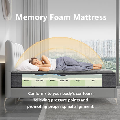 Modland 14'' Queen Hybrid Memory Foam Mattress in a Box - Pressure Relief & Motion Isolation, CertiPUR-US for Back Pain Relief