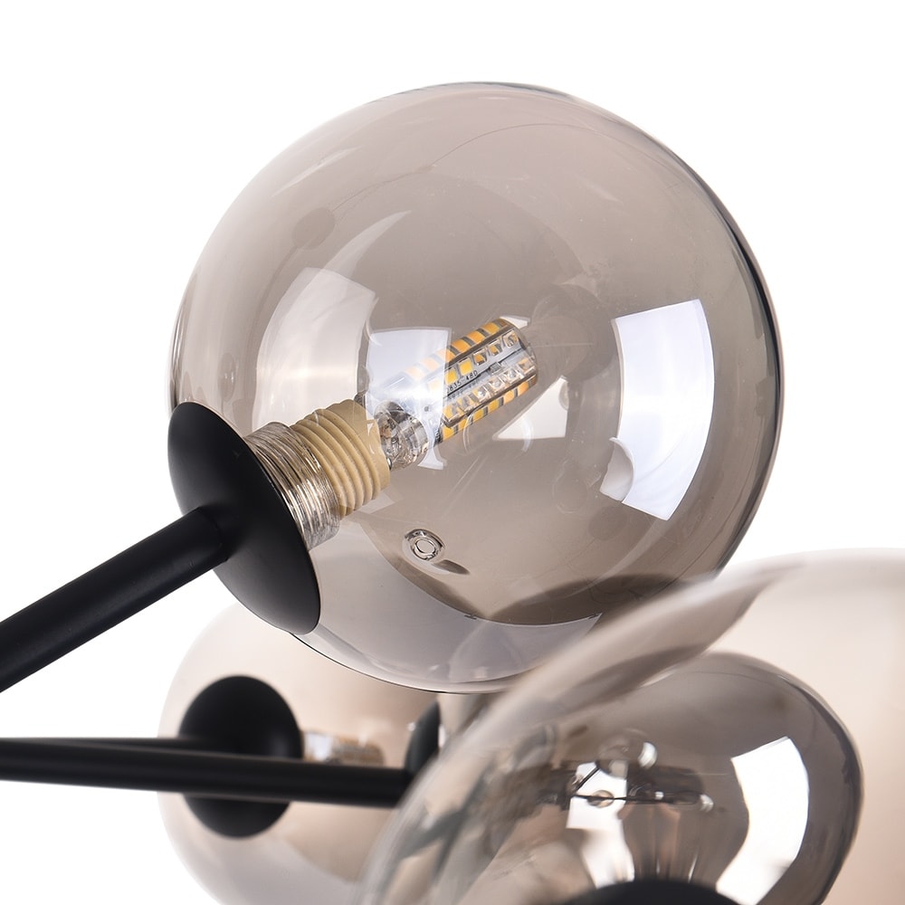 15-Light Modern Linear Sputnik Kitchen Island Light Branch Cluster Glass Globe Bubble Chandelier