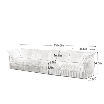 156.6 Corduroy 5-Seater Sofa Deep for living room and bedroom