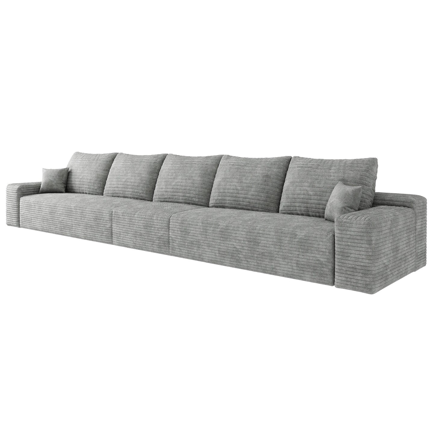 168Foam 6-Seater Sofa - Plush Corduroy Cloud Couch with Recliner and High-Resilience Foam