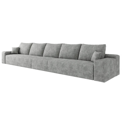 168Foam 6-Seater Sofa - Plush Corduroy Cloud Couch with Recliner and High-Resilience Foam