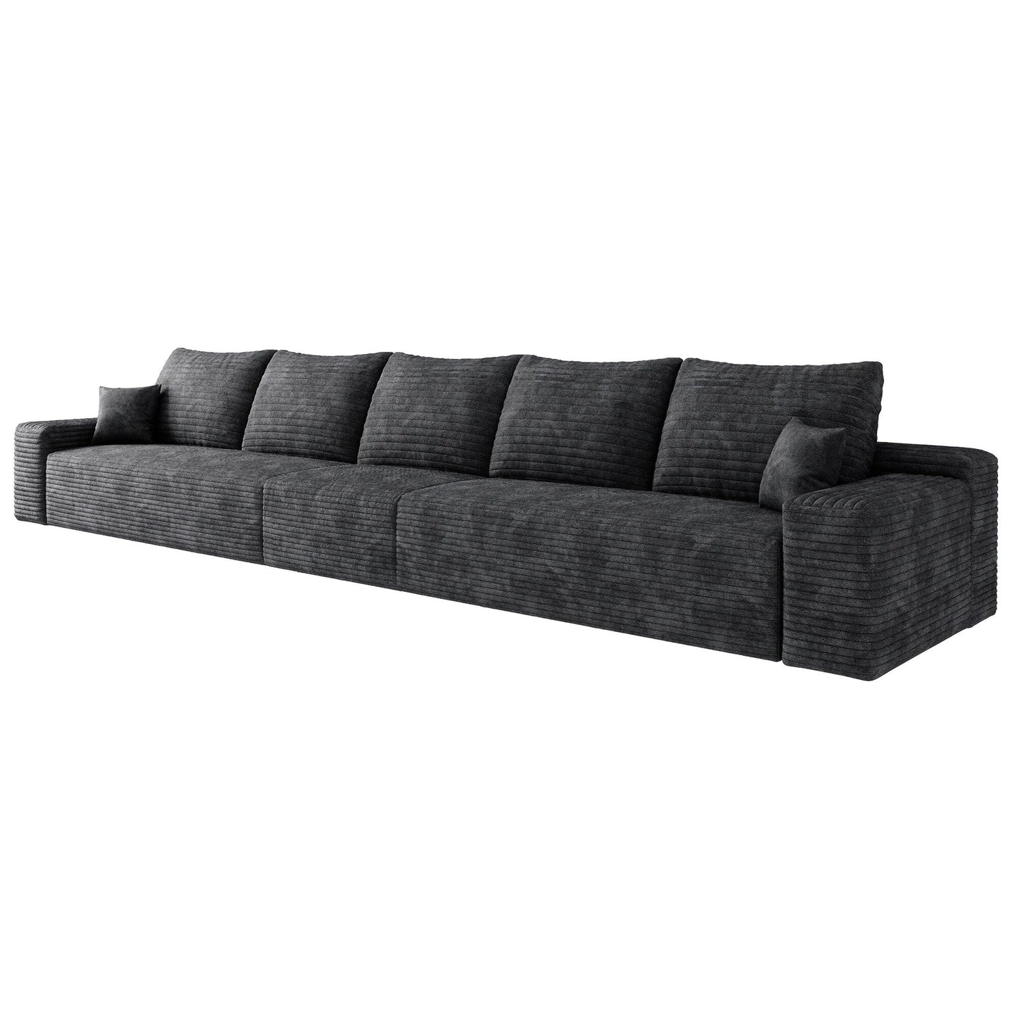 168Foam 6-Seater Sofa - Plush Corduroy Cloud Couch with Recliner and High-Resilience Foam
