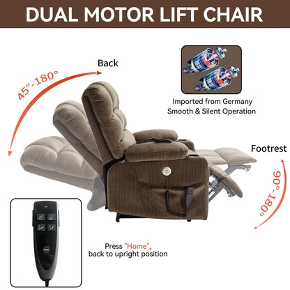 180Â° Power Lift Recliner Chair with Massage & Heat, Dual Cup Holders