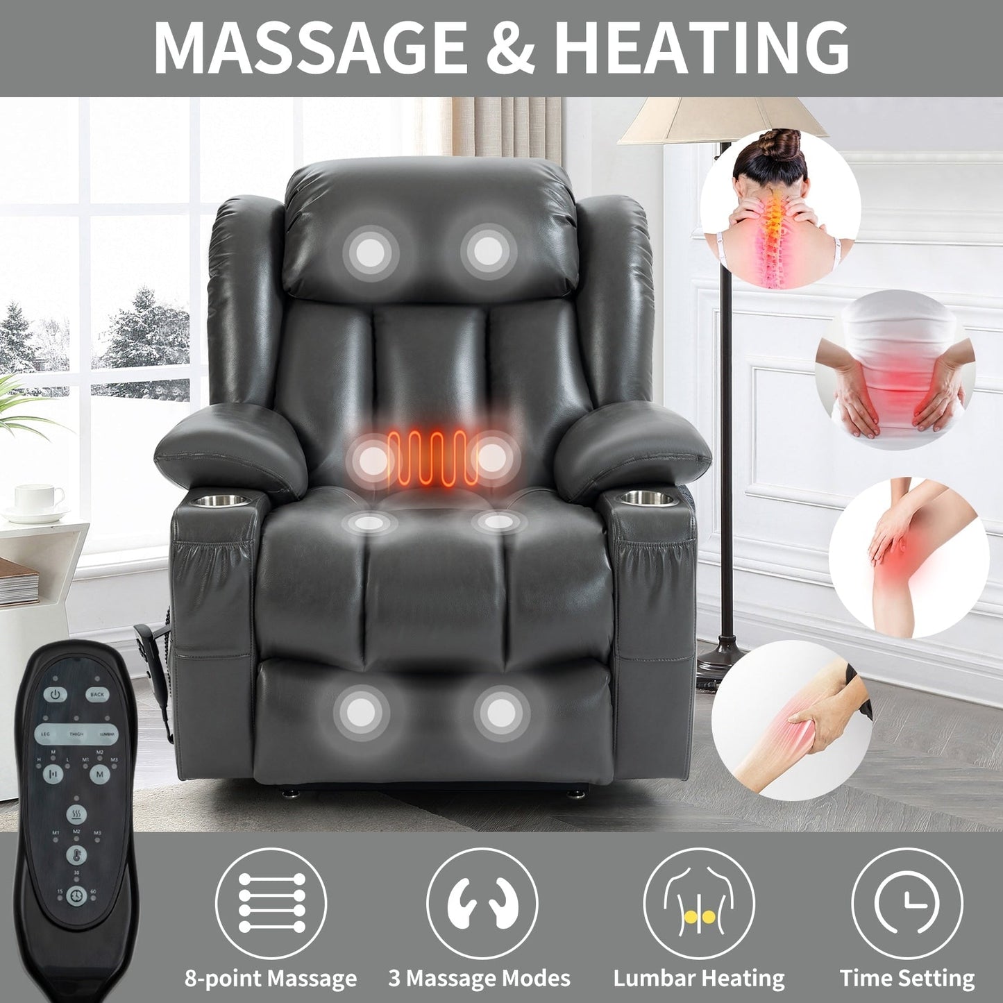 180Â° Power Lift Recliner Chair,Dual Motor, Stainless steel Cup Holders