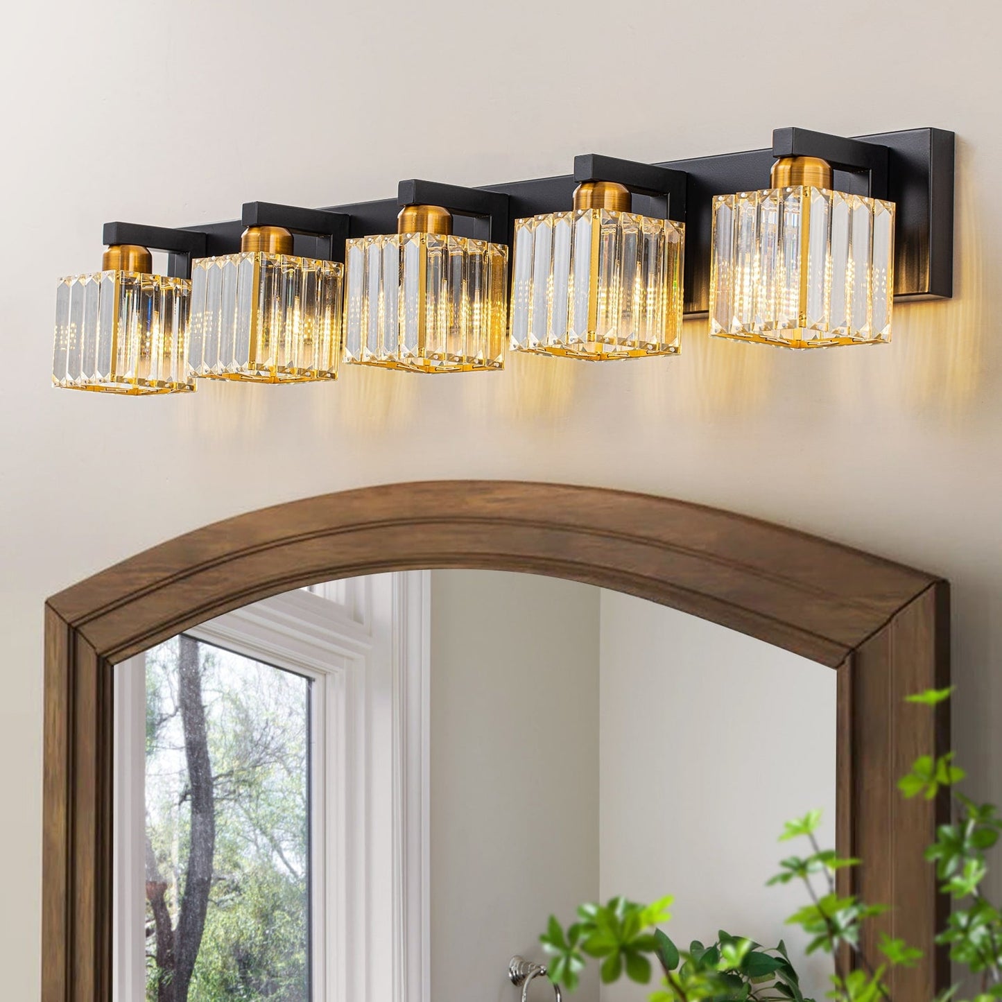 2/3/4/5 Light Bathroom Vanity Light Wall Sconce with Crystal Shade