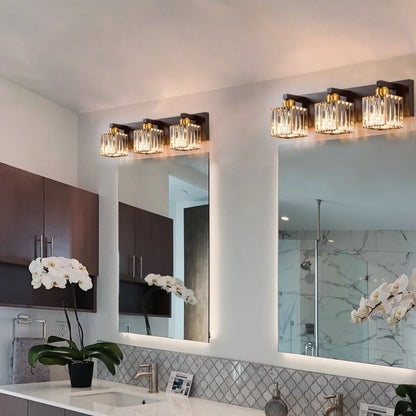2/3/4/5 Light Bathroom Vanity Light Wall Sconce with Crystal Shade