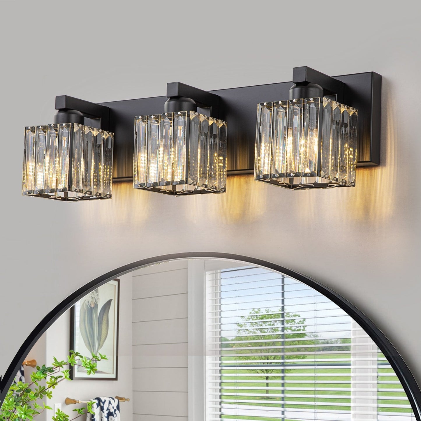 2/3/4/5 Light Bathroom Vanity Light Wall Sconce with Crystal Shade