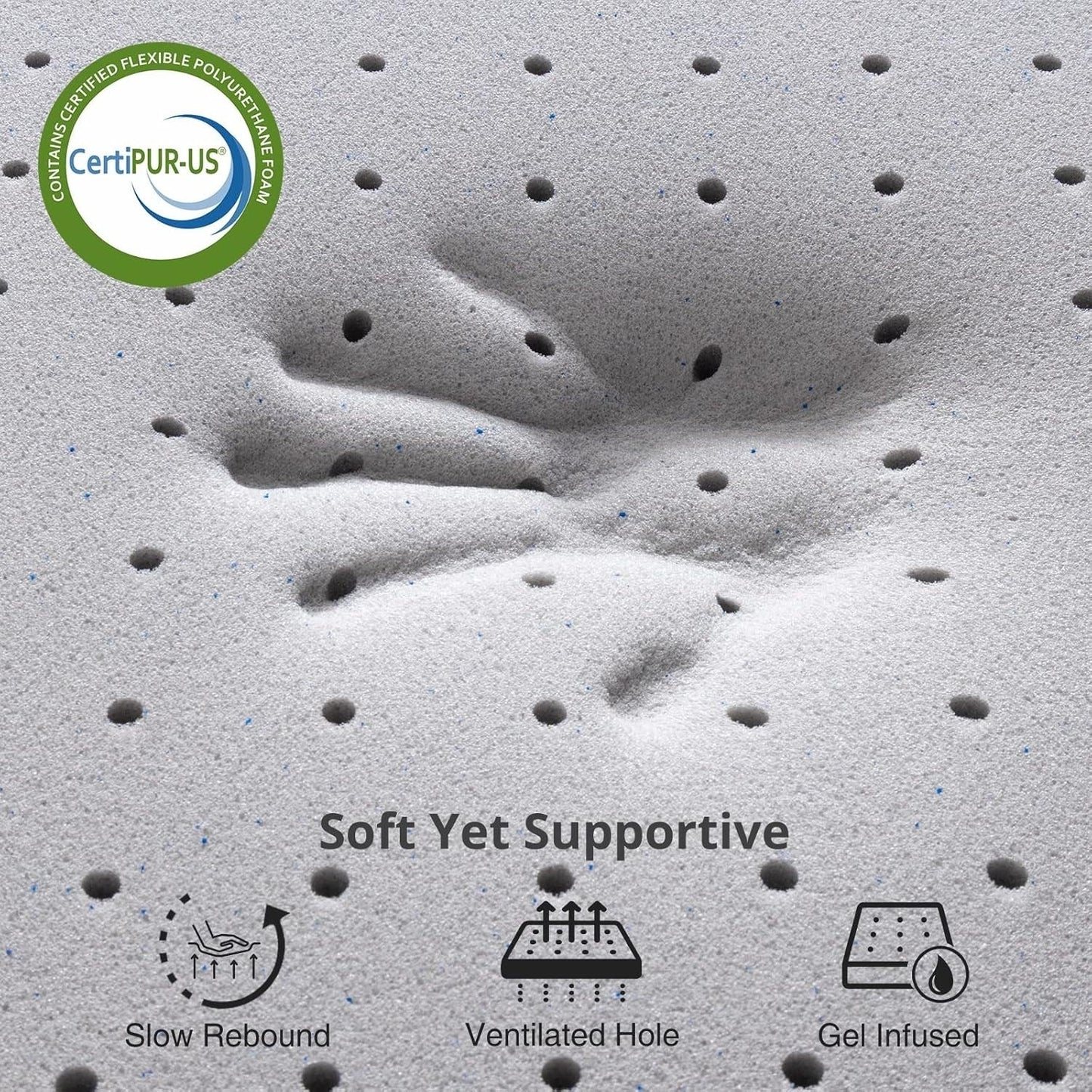 2 Inch Mattress Topper King,Gel Memory Foam Mattress Topper Double Bed Topper for Soft & Cooling Sleep, Pressure Relieve