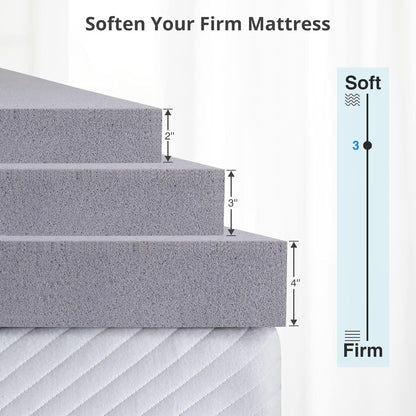2 Inch Mattress Topper Queen,Gel Memory Foam Mattress Topper Double Bed Topper for Soft & Cooling Sleep, Pressure Relieve