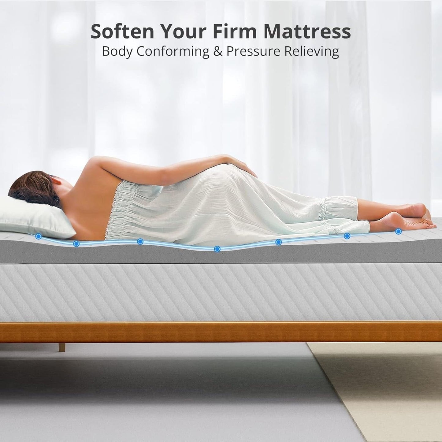 2 Inch Mattress Topper Queen,Gel Memory Foam Mattress Topper Double Bed Topper for Soft&Cooling Sleep,Pressure Relieve