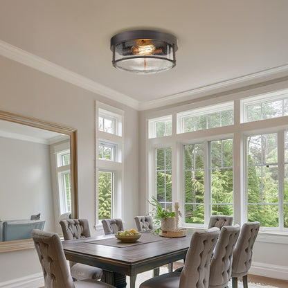 2-Light Farmhouse Flush Mount Ceiling Lights, Oil Rubbed Bronze Finish