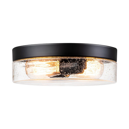 2-Light Modern Farmhouse Dome Clear Seeded/Bubble Glass Flush Mount Light