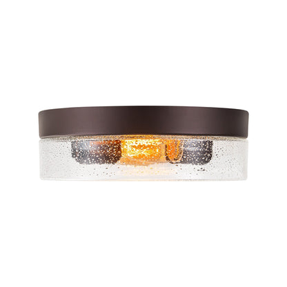 2-Light Modern Farmhouse Dome Clear Seeded/Bubble Glass Flush Mount Light