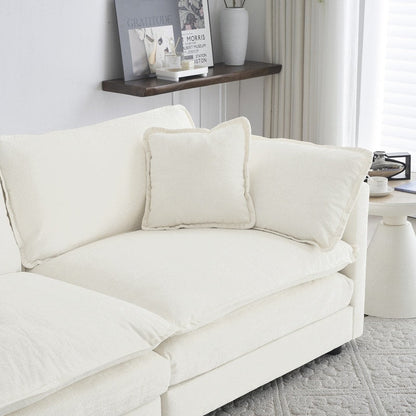 2-Piece Set Chenille Upholstered Extra Deep Seat Oversized Sofa with 3-Seater Sofa + Loveseat Sofa Sets