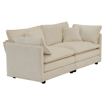 2-Piece Set Chenille Upholstered Extra Deep Seat Oversized Sofa with 3-Seater Sofa + Loveseat Sofa Sets