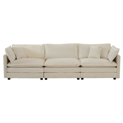 2-Piece Set Chenille Upholstered Extra Deep Seat Oversized Sofa with 3-Seater Sofa + Loveseat Sofa Sets