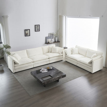 2-Piece Set Chenille Upholstered Extra Deep Seat Oversized Sofa with 3-Seater Sofa + Loveseat Sofa Sets