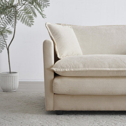 2-Piece Set Chenille Upholstered Extra Deep Seat Oversized Sofa with 3-Seater Sofa + Loveseat Sofa Sets