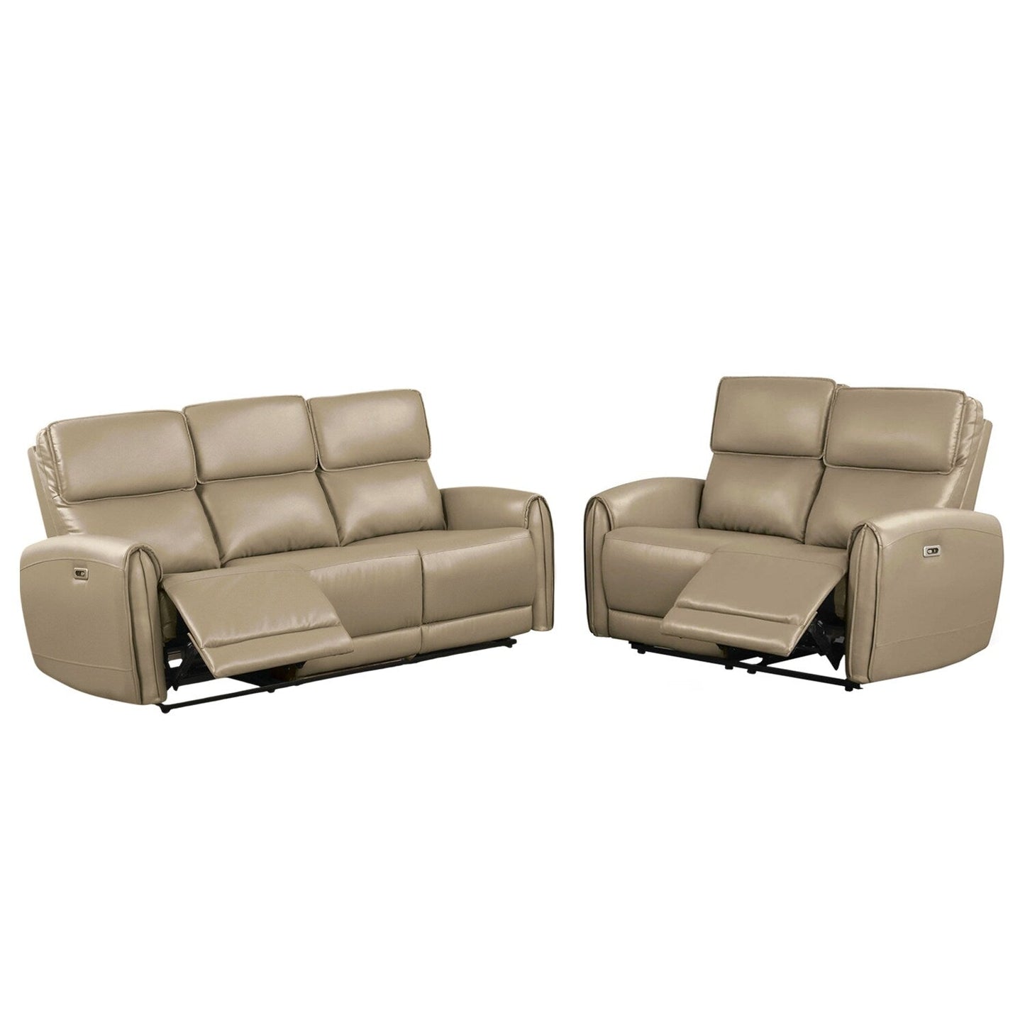 2 Piece Upholstered Power Sofa Set with USB Charging Ports