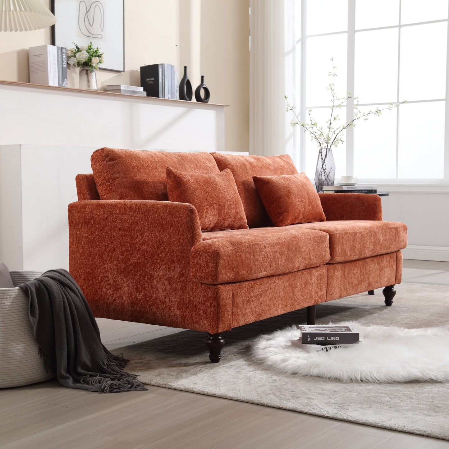 2-Seat Upholstered Loveseat Sofa Couch With Deep Seats,Multi-scene Use
