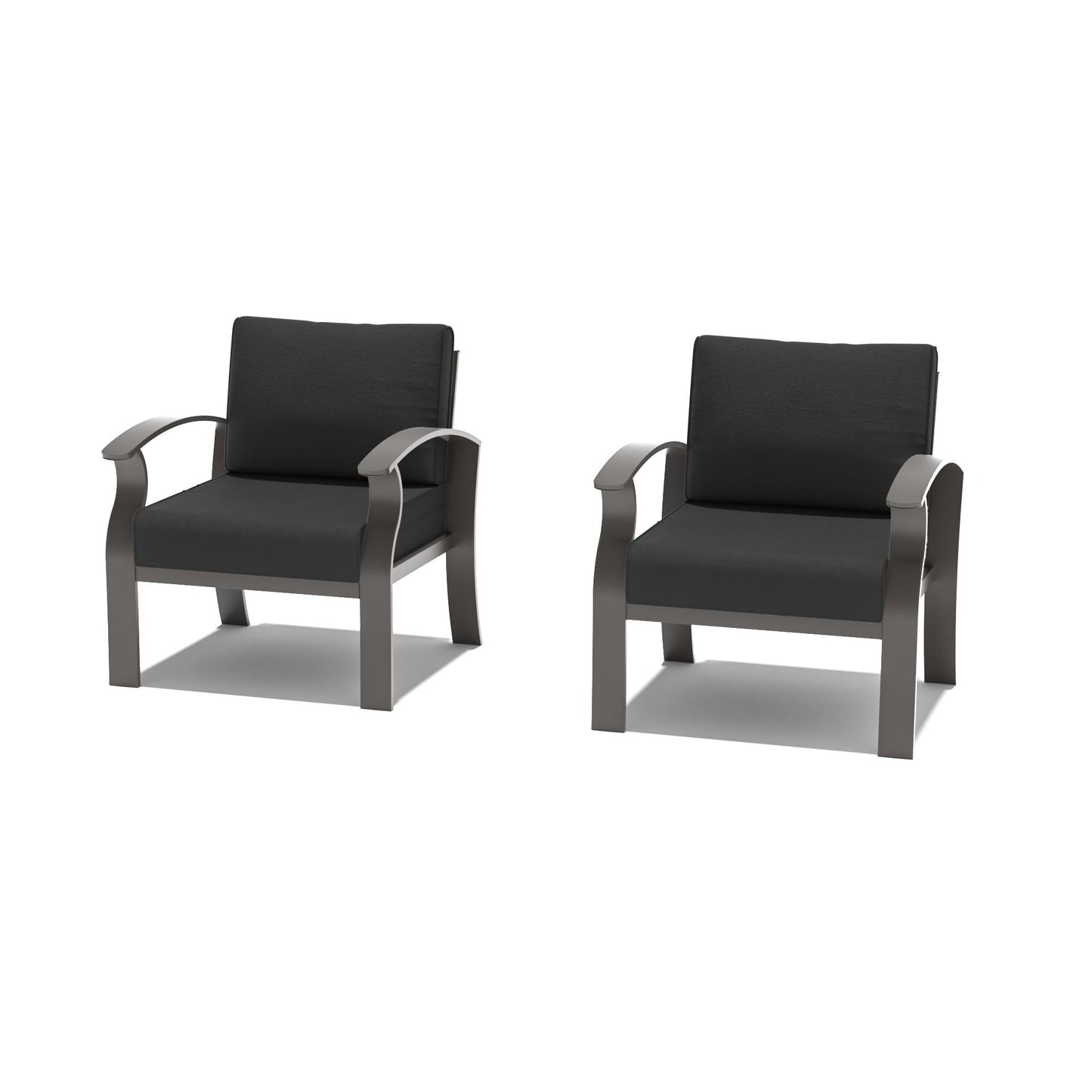 2-Seats Outdoor Aluminum Sofas Chairs with Black Cushions