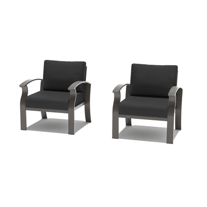 2-Seats Outdoor Aluminum Sofas Chairs with Black Cushions