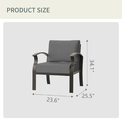 2-Seats Outdoor Aluminum Sofas Chairs with Grey Cushions