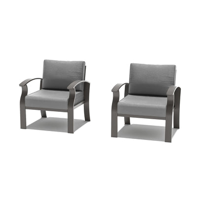 2-Seats Outdoor Aluminum Sofas Chairs with Grey Cushions