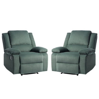 2 Set Corduroy Manual Recliner Glider Club Chair with Footrest