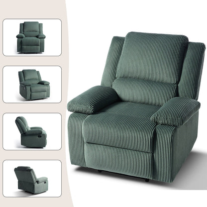 2 Set Corduroy Manual Recliner Glider Club Chair with Footrest