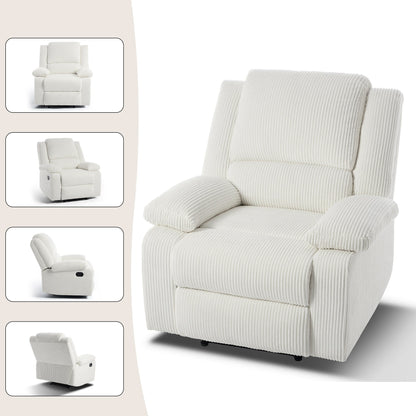 2 Set Corduroy Manual Recliner Glider Club Chair with Footrest