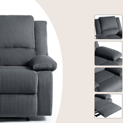 2 Set Corduroy Manual Recliner Glider Club Chair with Footrest