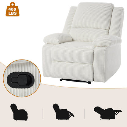 2 Set Corduroy Manual Recliner Glider Club Chair with Footrest