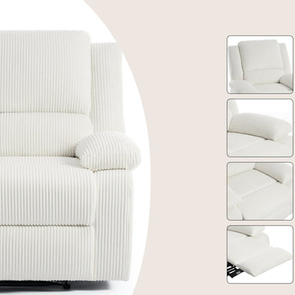 2 Set Corduroy Manual Recliner Glider Club Chair with Footrest