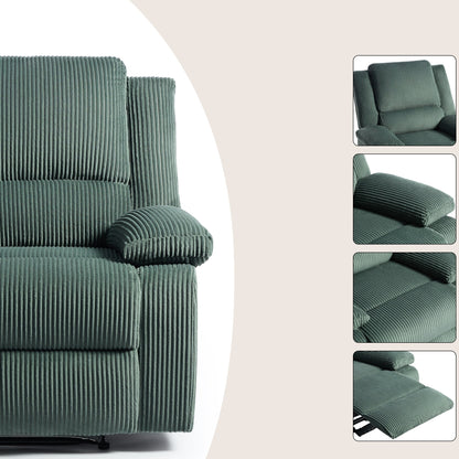 2 Set Corduroy Manual Recliner Glider Club Chair with Footrest