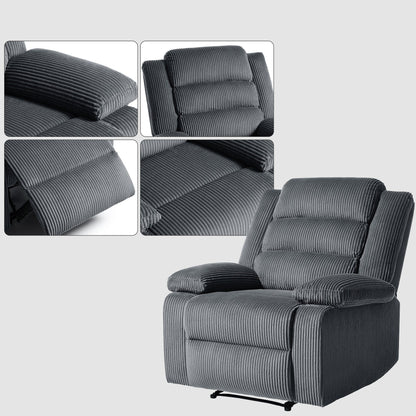 2 Set Modern Corduroy Manual Recliner Chair, Oversize Accent Chair Recliner with Wide Armrest
