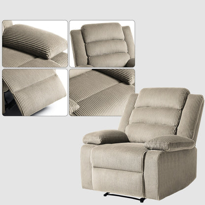 2 Set Modern Corduroy Manual Recliner Chair, Oversize Accent Chair Recliner with Wide Armrest