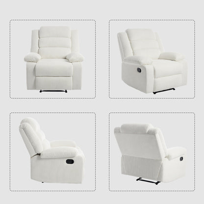 2 Set Modern Corduroy Manual Recliner Chair, Oversize Accent Chair Recliner with Wide Armrest