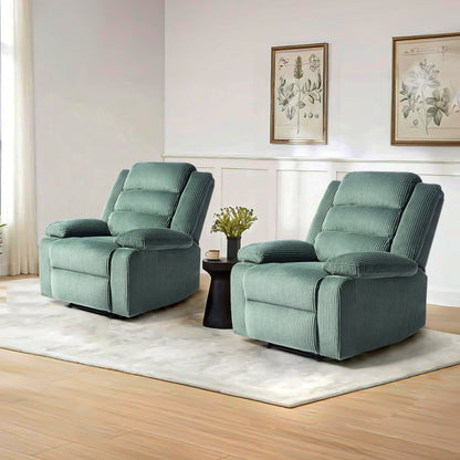 2 Set Modern Corduroy Manual Recliner Chair, Oversize Accent Chair Recliner with Wide Armrest