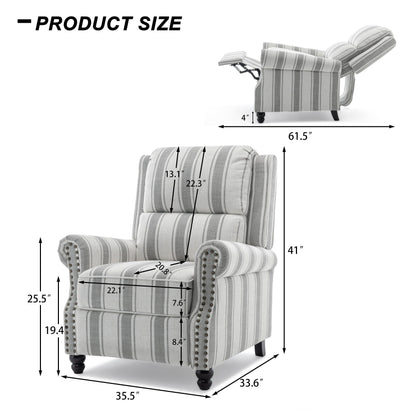2 Set Nail-head Padded Seat Pushback Recliner Chair