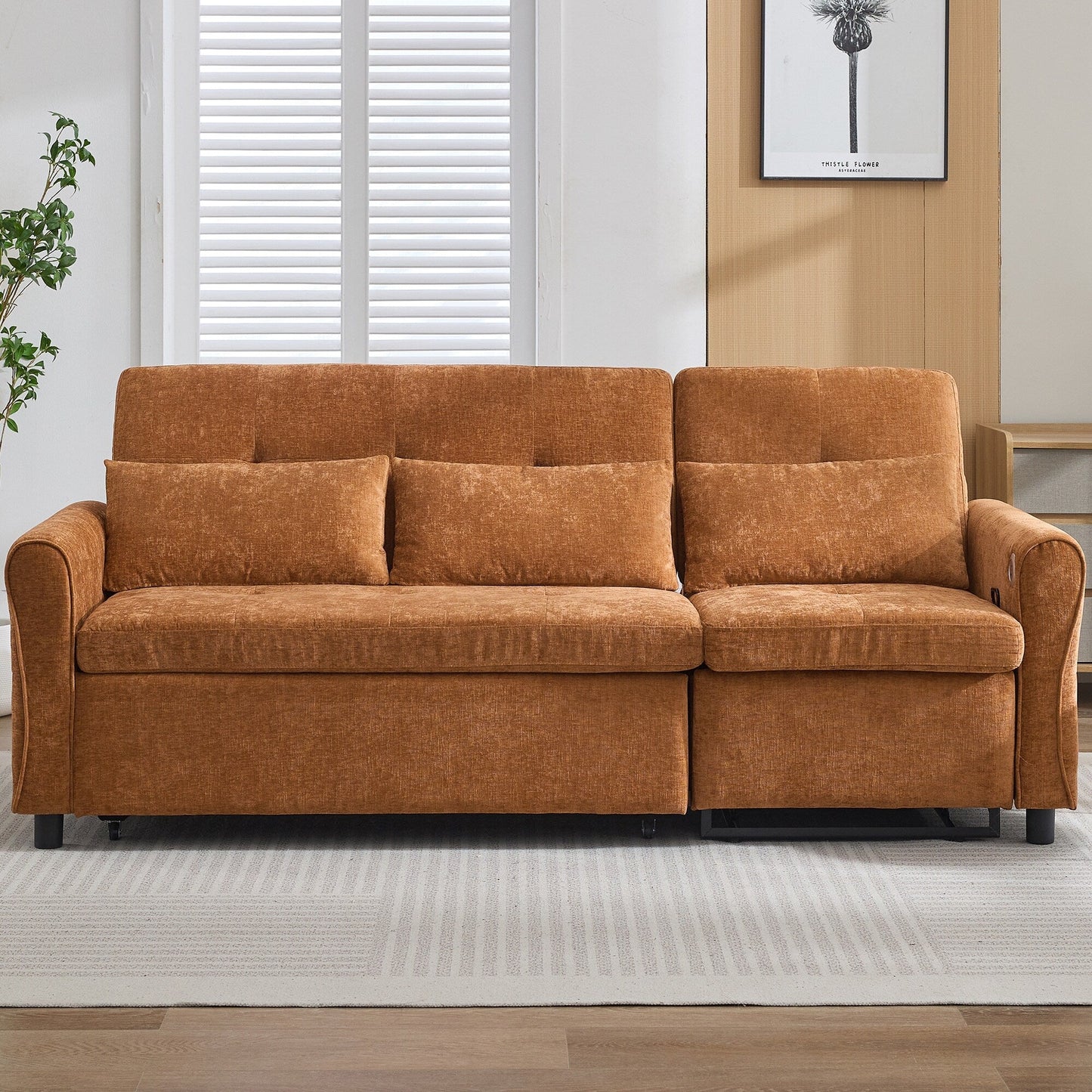 2-in-1 Sofa 82 Three-seater Sofa with a Sofa Bed and a Reversible Recliner Sofa for Living Room