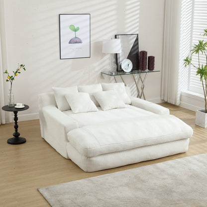 2-seater lazy sofa With 5 back pillows,Comfy Sofa- Deep Seat Couch for Living Room